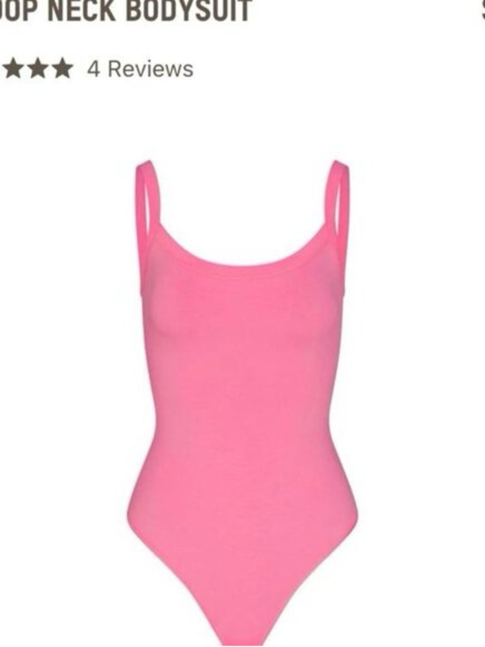 Skims Pink Scoop Neck Bodysuit